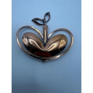 Renoir Copper Apple Brooch Vintage Mid Century Modern Fruit Pin